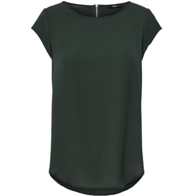 ONLY Womens Solid Short Sleeve Blouse ONLY Womens Solid Short Sleeve Blouse