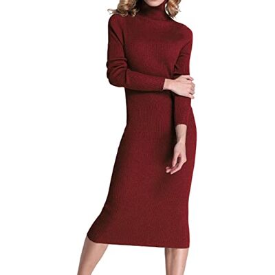 Rocorose Women's Mock Neck Ribbed Long Sleeve Knit Dress Rocorose Women's Mock Neck Ribbed Long Sleeve Knit Dress