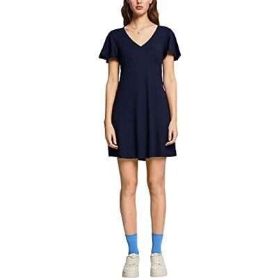 ESPRIT Jersey Dress with Funnel Sleeves, Navy, XS ESPRIT Jersey Dress with Funnel Sleeves, Navy, XS