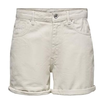 ONLY Women's High-Waisted Shorts 5-Pocket Style Button Fly Zipper Closure Short Bermudas ONLY Women's High-Waisted Shorts 5-Pocket Style Button Fly Zipper Closure Short Bermudas