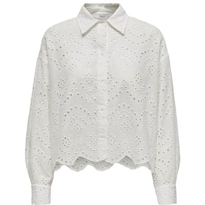 ONLY Women's Blouse Loose Shell Hem Shirt Low-Set Shoulder Shirt Collar ONLY Women's Blouse Loose Shell Hem Shirt Low-Set Shoulder Shirt Collar
