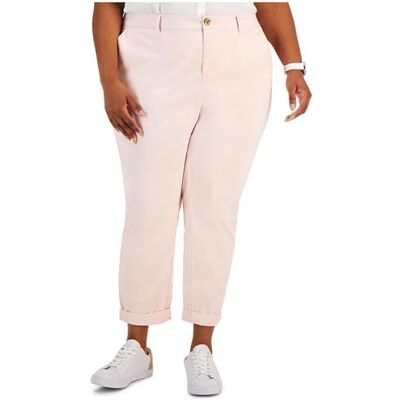 Tommy Hilfiger Women's Relaxed Fit Hampton Chino Pants (Regular and Plus), Bal Pnk, 22 Tommy Hilfiger Women's Relaxed Fit Hampton Chino Pants (Regular and Plus), Bal Pnk, 22