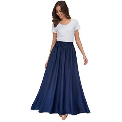 Sinono Womens Chiffon Retro Maxi Skirt Vintage Ankle-Length Skirts Sinono Womens Chiffon Retro Maxi Skirt Vintage Ankle-Length Skirts