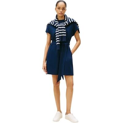Tommy Hilfiger Women's Gold Button Jersey Dress with Belt, Blue (Dark Night Navy), XXXL Tommy Hilfiger Women's Gold Button Jersey Dress with Belt, Blue (Dark Night Navy), XXXL