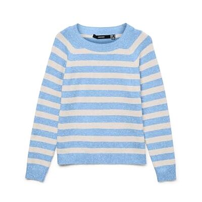 VERO MODA Women's Vmdoffy LS O-Neck Blouse Ga Noos Sweater, Blue Jasper/Detail: Melange, XS VERO MODA Women's Vmdoffy LS O-Neck Blouse Ga Noos Sweater, Blue Jasper/Detail: Melange, XS