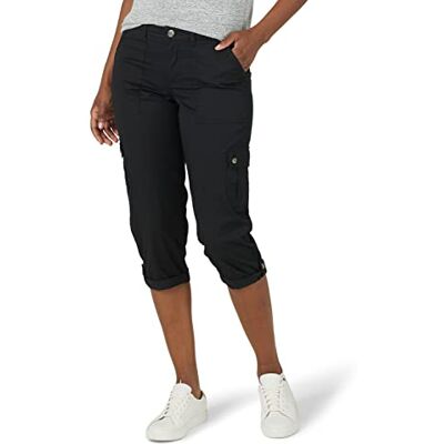 Lee Women's Flex-to-go Mid-Rise Relaxed Fit Cargo Capri Pant, Black, 14 US Lee Women's Flex-to-go Mid-Rise Relaxed Fit Cargo Capri Pant, Black, 14 US