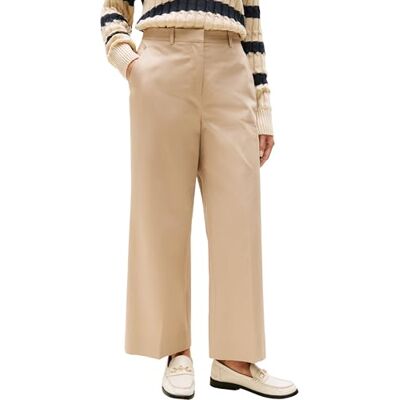 Tommy Hilfiger Women’s Wide Leg Cropped Cotton Chinos, Beige (Beige), 14 Tommy Hilfiger Women’s Wide Leg Cropped Cotton Chinos, Beige (Beige), 14