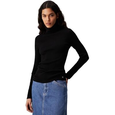 Calvin Klein Women's Woven Roll Neck Jumper Calvin Klein Women's Woven Roll Neck Jumper