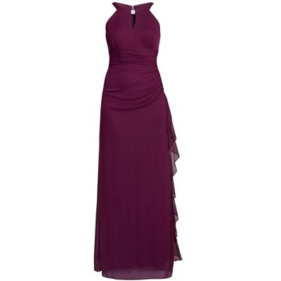 Gina Bacconi Women's Matte Jersey Dress with Neck Trim Cocktail, Wine, 16 Gina Bacconi Women's Matte Jersey Dress with Neck Trim Cocktail, Wine, 16
