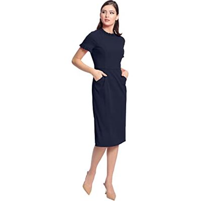 Maggy London Women's Ruffle Collar Slant Pocket Sheath Dress Maggy London Women's Ruffle Collar Slant Pocket Sheath Dress