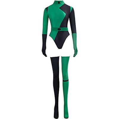 WOSHOW Kim Possible Shego Cosplay Costume Womens Jumpsuit with Gloves and Stockings Halloween Bodysuit WOSHOW Kim Possible Shego Cosplay Costume Womens Jumpsuit with Gloves and Stockings Halloween Bodysuit