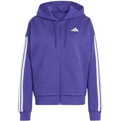 adidas Women's Essentials 3-Stripes Full-Zip Fleece Hoodie Sweatshirt, Pure Purple/white, S adidas Women's Essentials 3-Stripes Full-Zip Fleece Hoodie Sweatshirt, Pure Purple/white, S