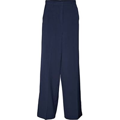VERO MODA Women's VMTROIANTAIA MR Wide Slit DAD Pant, Navy Blazer, S/30 VERO MODA Women's VMTROIANTAIA MR Wide Slit DAD Pant, Navy Blazer, S/30