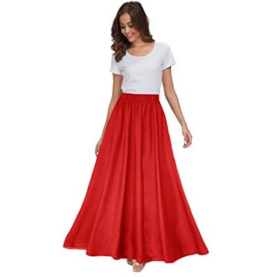 Sinono Womens Chiffon Retro Maxi Skirt Vintage Ankle-Length Skirts Sinono Womens Chiffon Retro Maxi Skirt Vintage Ankle-Length Skirts