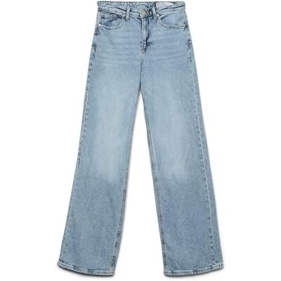 VERO MODA Straight Fit Jeans in Stone Washed Denim High Rise Flare Pants VMTESSA, Colours:Light-Blue, Size:28W / 30L, Leg Length:L30 VERO MODA Straight Fit Jeans in Stone Washed Denim High Rise Flare Pants VMTESSA, Colours:Light-Blue, Size:28W / 30L, Leg Length:L30
