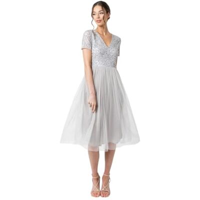Maya Deluxe Women's V-Neck midi, Decorated Bridesmaid Dress Maya Deluxe Women's V-Neck midi, Decorated Bridesmaid Dress