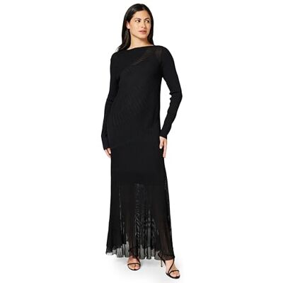 Ted Baker Women's Long Sleeve Sheer Detail Knitted Midi Dress Black Ted Baker Women's Long Sleeve Sheer Detail Knitted Midi Dress Black