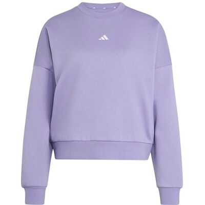 adidas Women's Essentials Small Logo Feel Cozy Relaxed Fit Sweatshirt, magic lilac/white, XS adidas Women's Essentials Small Logo Feel Cozy Relaxed Fit Sweatshirt, magic lilac/white, XS