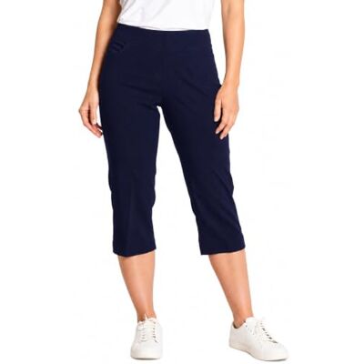 SLIM-SATION Women's Capri Pull-on capri pants with tummy control, four-way stretch, and pockets for comfortable movement on and off the course. SLIM-SATION Women's Capri Pull-on capri pants with tummy control, four-way stretch, and pockets for comfortable movement on and off the course.