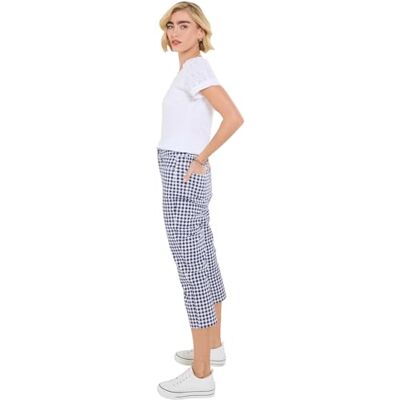 Joe Browns Women's Gingham Capri Pants, Regular, Blue, UK 18 Joe Browns Women's Gingham Capri Pants, Regular, Blue, UK 18