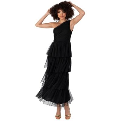 Anaya With Love - Asymmetric Tiered Tulle Dress - Black - Dress Anaya With Love - Asymmetric Tiered Tulle Dress - Black - Dress