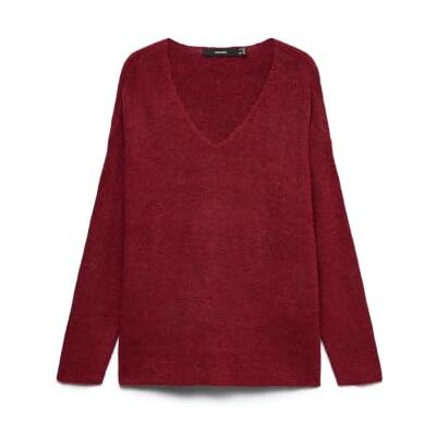 VERO MODA Women's Vmcrewlefile Ls V-Neck Blouse Noos Cur Pullover Sweater (Pack of 1) VERO MODA Women's Vmcrewlefile Ls V-Neck Blouse Noos Cur Pullover Sweater (Pack of 1)