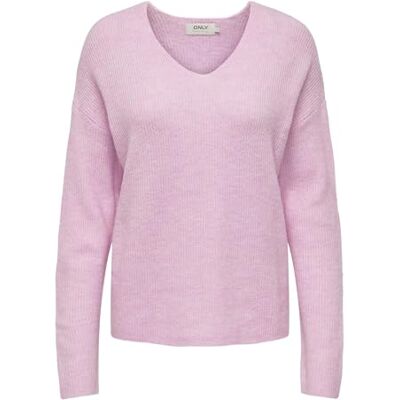 ONLY Women's Onlcamilla V-Neck L/S Jumper KNT Noos Sweater, Pink Lady, M ONLY Women's Onlcamilla V-Neck L/S Jumper KNT Noos Sweater, Pink Lady, M