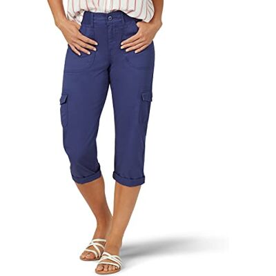 Lee Women's Relaxed Fit Austyn Knit Waist Cargo Capri Pant Trouser, Blue (Ink Blue), 12 Lee Women's Relaxed Fit Austyn Knit Waist Cargo Capri Pant Trouser, Blue (Ink Blue), 12