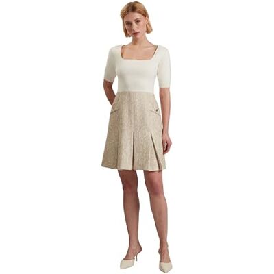 Ted Baker London vulpad-Knit Bodice Boucle mini Dress, Ivory Ted Baker London vulpad-Knit Bodice Boucle mini Dress, Ivory