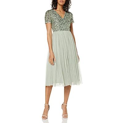 Maya Deluxe Women's V-Neck midi, Decorated Bridesmaid Dress Maya Deluxe Women's V-Neck midi, Decorated Bridesmaid Dress