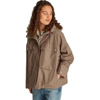 Tommy Hilfiger Women's Short Cotton Nylon Parka with Hood Tommy Hilfiger Women's Short Cotton Nylon Parka with Hood