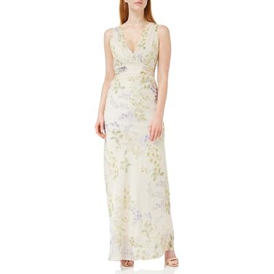 Hope & Ivy The Mira Sleeveless V-Neck Tie Back Maxi Dress, Ivory, UK16 Hope & Ivy The Mira Sleeveless V-Neck Tie Back Maxi Dress, Ivory, UK16