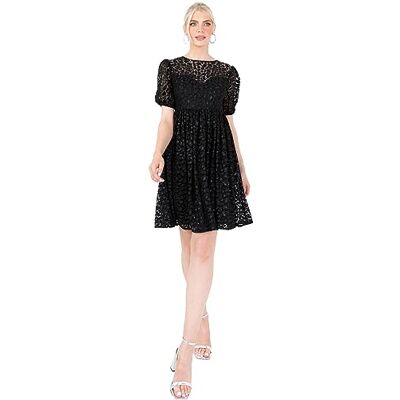 Lovedrobe Damen Women's Mini Dress Ladies Short Sleeve Puff Animal Lace Keyhole Back Tie Empire High Waistline A-line for Party Cocktail Kleid Lovedrobe Damen Women's Mini Dress Ladies Short Sleeve Puff Animal Lace Keyhole Back Tie Empire High Waistline A-line for Party Cocktail Kleid