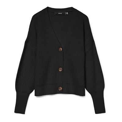 VERO MODA Women's VMLEA LS V-Neck Cuff Cardigan NOOS Cardigan Sweater, Black, L VERO MODA Women's VMLEA LS V-Neck Cuff Cardigan NOOS Cardigan Sweater, Black, L