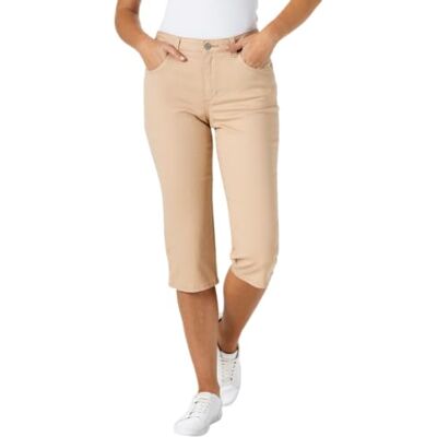 Lee Women's Relaxed Fit Capri Pant Beige 14 US Lee Women's Relaxed Fit Capri Pant Beige 14 US