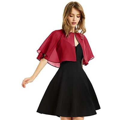 BUCUXE Women's Soft Chiffon Shawl Wraps Shrug for Evening Dress Wedding Cape Bolero Flapper Cover Up, Wine Red, One Size BUCUXE Women's Soft Chiffon Shawl Wraps Shrug for Evening Dress Wedding Cape Bolero Flapper Cover Up, Wine Red, One Size