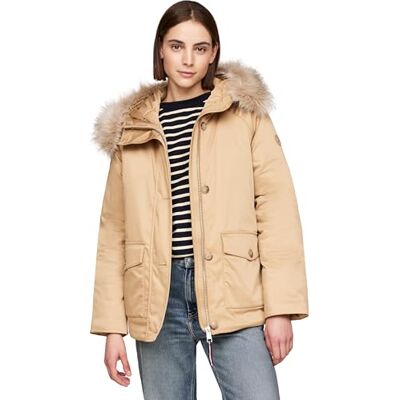 Tommy Hilfiger Women’s Padded Parka with Fur and Button Placket Tommy Hilfiger Women’s Padded Parka with Fur and Button Placket