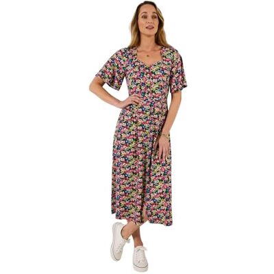 Joe Browns Women's Flattering Floral Jersey Dress, Regular, Black, UK 24 Joe Browns Women's Flattering Floral Jersey Dress, Regular, Black, UK 24