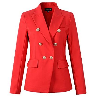 VIEMA MODA Womens Double Breasted Military Style Blazer Ladies Coat Jacket, Red, 12 VIEMA MODA Womens Double Breasted Military Style Blazer Ladies Coat Jacket, Red, 12