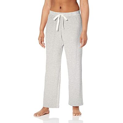Amazon Essentials Women's Lightweight Terry Pyjama Bottoms with Drawstring, Light Grey White Stripes, L Amazon Essentials Women's Lightweight Terry Pyjama Bottoms with Drawstring, Light Grey White Stripes, L