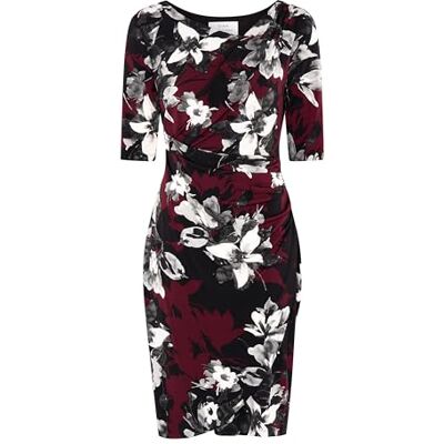Gina Bacconi Women's Floral Jersey Dress Cocktail, Black/RED, 16 Gina Bacconi Women's Floral Jersey Dress Cocktail, Black/RED, 16