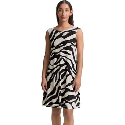 TOM TAILOR Women's Jersey Dress with Back Detail, 38070 Abstract Beige Zebra, 8 TOM TAILOR Women's Jersey Dress with Back Detail, 38070 Abstract Beige Zebra, 8