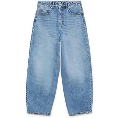 VERO MODA Female Mom Jeans VMBILLIE High Waist Barrel Fit Jeans, Medium Blue (Medium Blue Denim), 26W x 30L VERO MODA Female Mom Jeans VMBILLIE High Waist Barrel Fit Jeans, Medium Blue (Medium Blue Denim), 26W x 30L