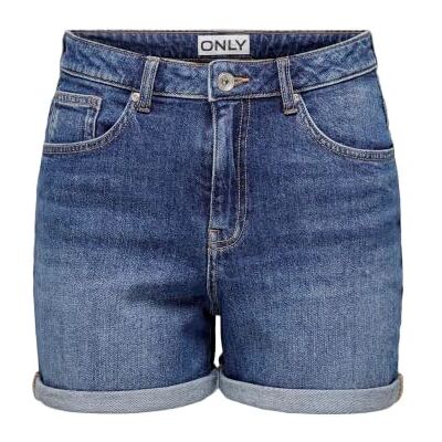 ONLY Women's High-Waisted Shorts 5-Pocket Style Button Fly Zipper Closure Short Bermudas ONLY Women's High-Waisted Shorts 5-Pocket Style Button Fly Zipper Closure Short Bermudas