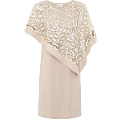 Gina Bacconi Womens Embroidered Cape Cocktail Dress, Champagne, 18 UK Gina Bacconi Womens Embroidered Cape Cocktail Dress, Champagne, 18 UK