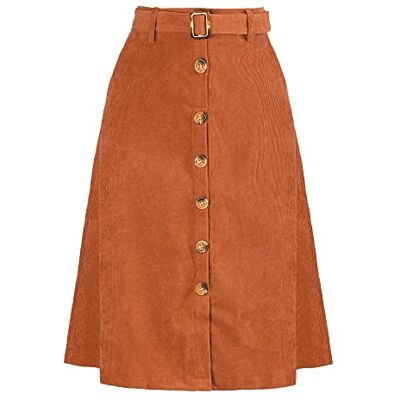 Allegra K Women's Button Front High Waist A-Line Belted Corduroy Midi Skirt Corduroy Fabric, Tie Waist, A-Line, High Waist, Elastic Waist, Slant Pockets, Belt Loops, Midi Length Allegra K Women's Button Front High Waist A-Line Belted Corduroy Midi Skirt Corduroy Fabric, Tie Waist, A-Line, High Waist, Elastic Waist, Slant Pockets, Belt Loops, Midi Length