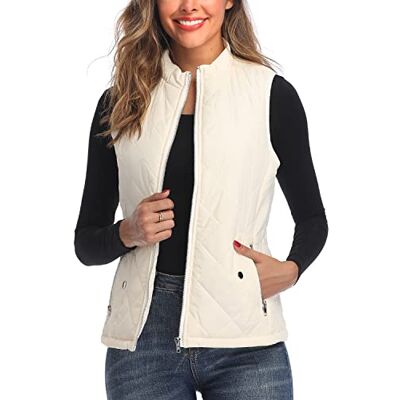LONGKING Women's Padded Vest, Stand Collar Lightweight Zip Quilted Gilet LONGKING Women's Padded Vest, Stand Collar Lightweight Zip Quilted Gilet