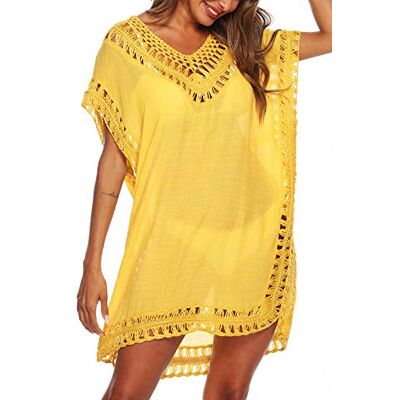 SIAEAMRG Swimsuit Cover Ups for Women, V Neck Hollow Out Swim Coverup Crochet Chiffon Summer Beach Cover Up Dress SIAEAMRG Swimsuit Cover Ups for Women, V Neck Hollow Out Swim Coverup Crochet Chiffon Summer Beach Cover Up Dress