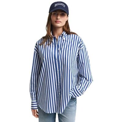 GANT OS Striped Classic Poplin BD Shirt, Clear Blue, 6 GANT OS Striped Classic Poplin BD Shirt, Clear Blue, 6