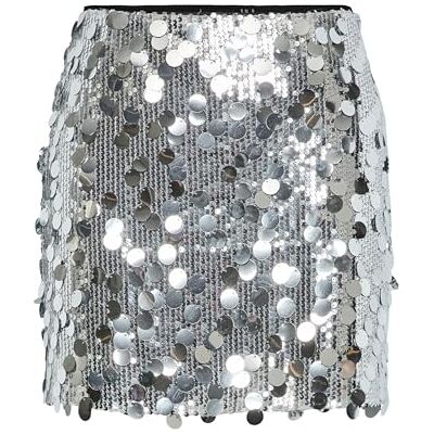 PIECES Pcmalou Sequin Mw Mini Skirt, Silver Colour, XL PIECES Pcmalou Sequin Mw Mini Skirt, Silver Colour, XL